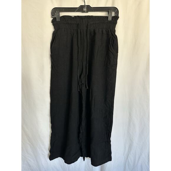 Womens Wide Leg High Waisted with Tie Belt Pockets Size S - Picture 3 of 7